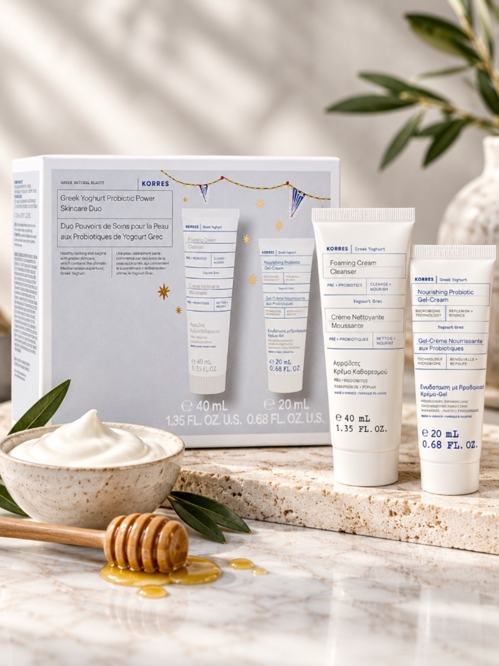 KORRES Greek Yoghurt Probiotic Skincare Duo Foaming Cleanser Gel Cream 2pc